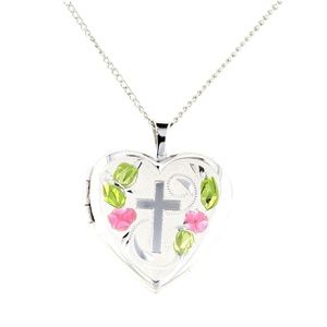 Sterling Silver 925 Heart Pendant with Cross